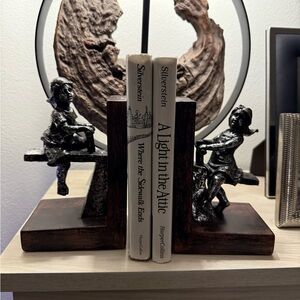 Silver Bookends with Children Design